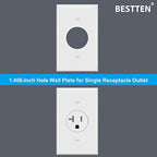 BESTTEN 2 Pack 1-Gang 1.406" Hole Wall Plate for Single Receptacle Outlet - color: White