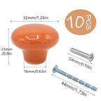 10-Pack Ceramic Cabinet Knobs Orange 32mm Round Drawer Pull - color: Orange