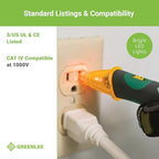 Greenlee GT-16 Adjustable Non-Contact Voltage Detector, 5V - 1000V AC,Green, Greens
