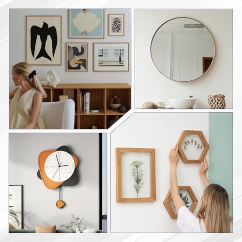 (2 Sizes, 140 PCS) D-Ring Picture Hangers Kit, 40 Single Hole & 20 Double Hole Hangers with 80 Screws, 50 lb Load Heavy Duty Picture Hanging Hardware for Picture Frame Mirrors Canvas (Silver) - size: Silver