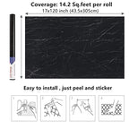 Arthome Black Marble,17"x120" Inches Peel and Stick Wallpaper, Black Marble Contact Paper Self-Adhesive and Removable Vinyl Wallpaper Waterproof Contact Paper for Cabinets Countertops Wall Covering - color: Black Marble, size: 17" x 120"