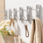 Silver Self Adhesive Hooks - 6 Pack Stick on Hanger. - color: Silver, size: 6 Pack