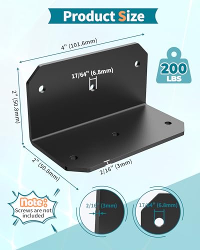 4 Inch L Bracket Corner Brace, 90 Degree Angle Iron, Black 8Pcs - color: Black-8PCS