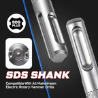 Geinxurn 1/2" x 6" SDS Plus Rotary Hammer Drill Bits, 15PCS Double Thread Masonry Drill Bits Set Carbide Tipped, Drilling in Brick, Stone and Concrete, Cement Walls - size: SDSBIT010206-015