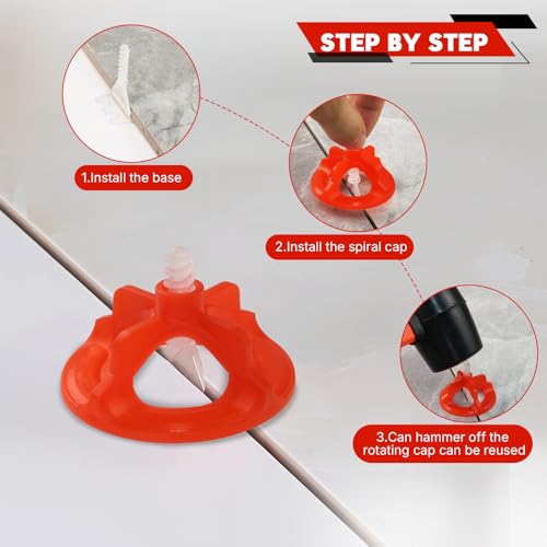 Tile Leveling System 1/8", 600 Pcs Tile Spacers and 200 Pcs Red Cap - size: 1/8 Inch 600Base+200Caps