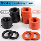 ZDBB 80 Pcs Garden Hose Gasket Rubber Seal, Fits All Standard 3/4 Inch Outdoor Hose Fittings with Heavy Duty Red and Black Self-Locking Tabs to Hold The Gasket Securely in The Fitting - size: 80 PCS