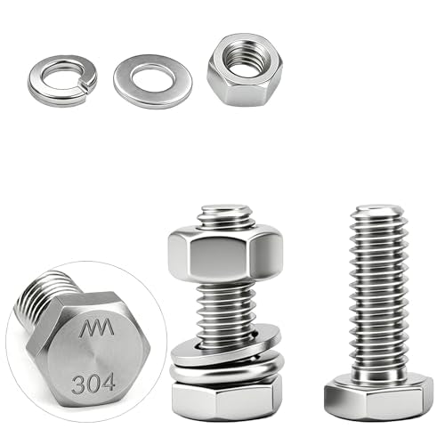 30 Sets 3/8-16x5 Bolt and Nut Set, Flat & Lock Washers Included,120PCS - size: 1/4-20x5/8" 30sets