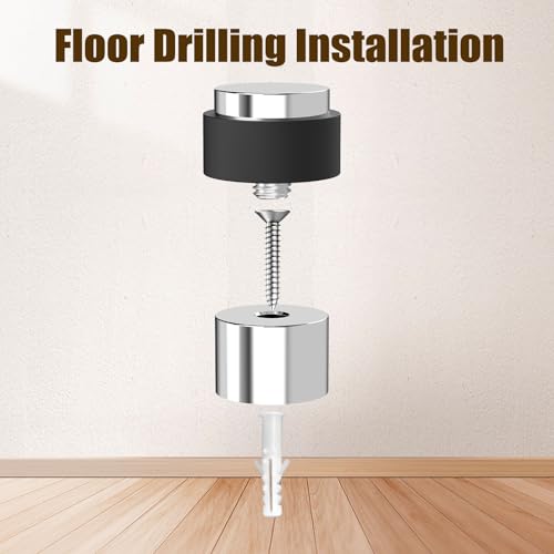 1 Pack Silver Mirror Finish Door Stoppers for Floor Mounting， Door Stopper Heavy Duty，304 Stainless Steel Cylindrical Made with Rubber Bumper，Floor Mount Door Holder Keep Door Open - color: Silver Mirror Finish, size: 1 Piece