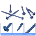 Glarks 100pcs #8 x 1-1/4’’ Pocket Hole Screws with Square Drill Bit Kit, Blue Coated Square Drive Wood Screws, Washer Head Coarse Thread Screw for Woodworking, Furniture - size: 100pcs 8x1-1/4