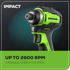 Greenworks 24V MAX Cordless Brushless Drill & Impact Driver Combo Kit, Electric Drill Set, High Torque, Lightweight, Professional Grade, Includes 2x 2.0Ah Batteries, Charger, and Storage Bag - size: 2PCS Combo Kits