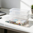 novelinks Small Plastic Storage Containers with Lids and Clear Pencil Box - color: 9 Pack Medium -Clear