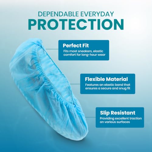 Premium Disposable Boot & Shoe Covers Booties, Durable, Non-Slip, Non-Toxic, Recyclable Protectors, Fits Most Shoes - Pink - Pack of 100 (50 Pairs) - style: Pink Bag of 100