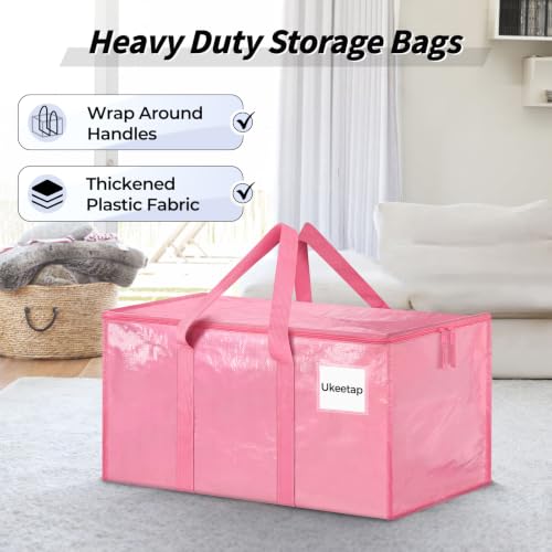 8 Pack Extra Large Clothes Storage Bins with Lids, Moving Bags, Pink - color: Pink, size: 8 Pack
