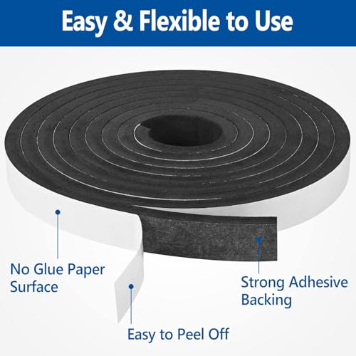 Kikerike Self Adhesive Foam Tape Weatherstrip 1/2In x 1/8In x 13Ft High Density Foam Insulation Strips Seal Weather Stripping with Strong Adhesive for Door and Window Sound Isolation Soundproofing - size: 1/2in x 1/8in x 13Ft