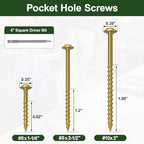 Pocket Hole Screws 2-1/2 Inch, 320Pcs Exterior Pocket Screws #8 X 2-1/2" - color: Gold, size: #8 X 2-1/2"