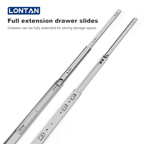 LONTAN 1 Pair Side Mount Drawer Slides 10 Inch Heavy Duty Cabinet Rails - color: Silver, size: 10 Inch - Drawer Slide