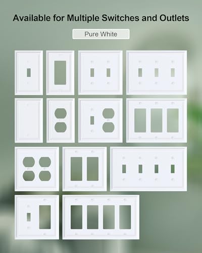 2-Pack Natural Bamboo Fiber Combo Toggle/Duplex Light Switch Cover Plate - color: Pure White, size: 1 Toggle/1 Duplex 2PK