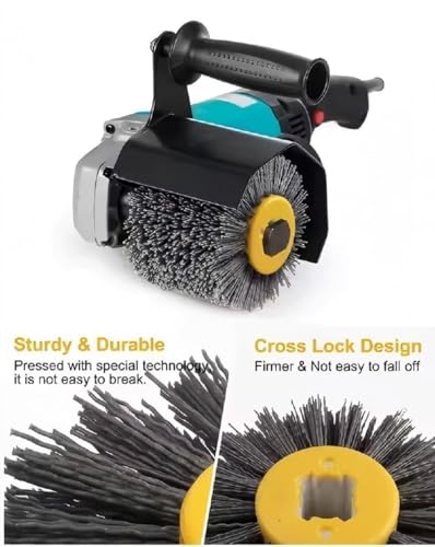 SIGNI Abrasive Nylon Drawing Wheel Drum Burnishing Polishing Brush for Wood Furniture Floor Polishing 120X100mm 240 Grit 1pack - size: 240 Grit, Black