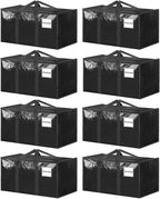 8 Pack Extra Large Clothes Storage Bins with Lids, Moving Bags,Black - color: Black, size: 8 Pack