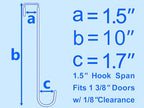Single Long Over Door Steel Hooks 4 Pack Fit 1-3/8" Door 10" White - size: 10"Length