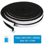 DGSL Foam Weather Stripping, 1" x3/4", 33Ft Door Window Seal Tape - size: 1In x 3/4In x 33Ft