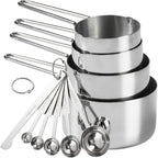 10-Piece Stainless Steel Measuring Cups and Spoons Set for Home Baking Essentials, Dishwasher Safe Kitchen Tools