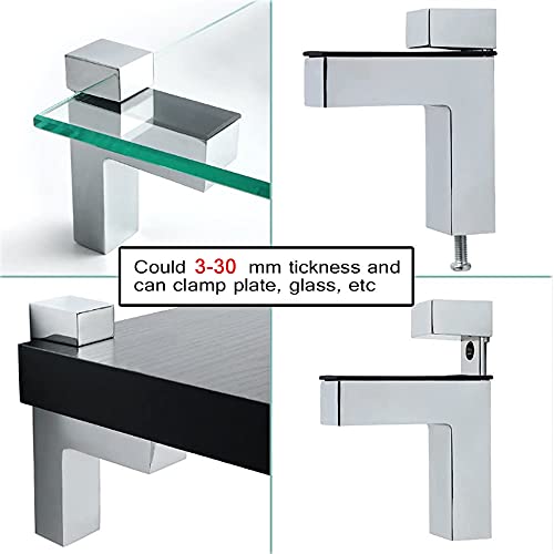 4 Pcs Adjustable Wood/Glass Floating Shelf Brackets Wall Mount (Polished Chrome) - size: Polished Chrome-4pcs