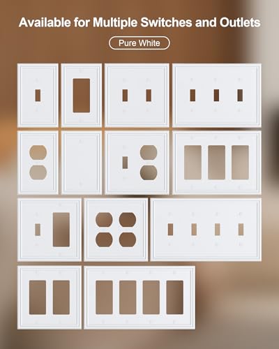 6-Pack Zinc Alloy Single Toggle Light Switch Cover Plate, Solid Wall Plate - color: Pure White, size: 1 Toggle 6PK
