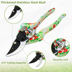 Garden Tools Set, JUMPHIGH 10 PCS Heavy Duty Gardening Tools Includes Hand Trowel Rake Weeder Pruner, Gardening Gifts for Women, Garden Kit with Tote Bag, Apron, Gloves, Kneeling Pad - color: Blue Green