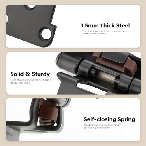 30 Pack 15 Pair Black Cabinet Hinges, 1/2" Semi Wrap Kitchen Hinges - color: Black, size: 1/2" Semi Wrap