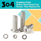 M4 Button Head Socket Cap Screws Bolts Washers Nuts Assortment Kit - size: Button M4x30/35/40/45/50 mm