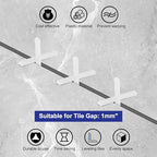uxcell 1600Pcs Tile Spacers, 1mm 1/32" Cross Shape Wall Floor Tile Spacer Tiling Tools for Ceramic Tile Installation, White - size: 1mm