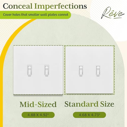 TG Mid-Size Screwless Double Toggle Light Switch Cover Plate, 2-Gang, White - color: White, size: 2 Gang