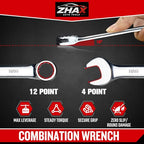 zhax 11/16" SAE Combination Wrench, 12 Point Box End, 15 Degree Offset Design, Mirror Polish Finish, Forged CR-V Steel, Hand Tools for Mechanics, Ideal for Auto and Home Repair - size: 11/16"