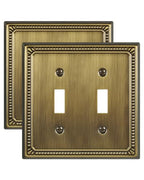 Switch Plates Outlet Covers, 2-Pack Antique Brass Metal Wall Plates - color: Antique Brass, size: 2 Toggle 2PK