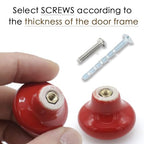 10-Pack Ceramic Cabinet Knobs Red 32mm Round Drawer Pull - color: Red
