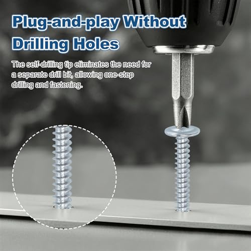 100Pcs #10x1-1/2 Sheet Metal Screws 410 Stainless Steel Silver - color: Blue and White, size: #8x1-1/4"