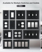 2-Pack Zinc Alloy Combo Toggle/Duplex Light Switch Cover Plate - color: Black, size: 1 Toggle/1 Duplex 2PK
