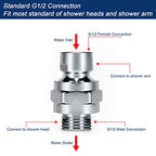 NearMoon Shower Head Swivel Ball Adapter - Solid Brass Shower Connector Ball Joint Adjustable Universal Shower Arm Extension Component (Chrome Finish) - color: Chrome Finish