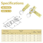 100PCS Heat Shrink Ring Terminals, Marine Grade - size: AWG(12-10)