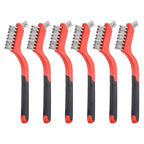 HARFINGTON 6pcs Wire Brushes Stainless Steel Cleaning Brushes with Curved Handle Dual Head for Cleaning Scrubbing Rust Dirt Paint Removal, Red - color: Red