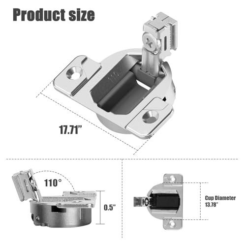110-Degree Cabinet Door Hinges - Replacement for Blum Compact 33 Self-Closing Hinges, Adjustable Screw-On Design for Open-Side/Standard Cabinets, Soft-Close Durable Steel (Sliver, 2 Pack) - size: 2 Pack
