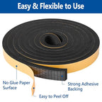 Self Adhesive Foam Tape Weatherstrip 1/4in x 1/4in x 33Ft High Density Foam Insulation Strips Foam Seal Weather Stripping with Strong Adhesive for Door and Window Sound Isolation Soundproofing - size: 1/4in x 1/4in x 33Ft