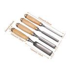 4 Pcs Half Round Chisel Set Inner Edge DIY Wood Gouge Woodworking Tool - 6mm 12mm 18mm 24mm