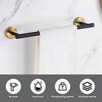 5 Pieces Bathroom Hardware Set Black Gold, Towel Rack Including 2pcs 16 inch Tower Bar, Towel Ring and 2 PCS Towel Hooks - color: Black Gold-5pcs-16inch
