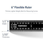 PEC Tools Made in USA 6 Inch Metal Ruler - color: Black Chrome-Flexible, size: 6"