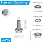25 Sets M6-1.0 x 16mm Flanged Hex Head Bolts and Nuts Kits - size: M6-1.0 x 16mm