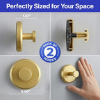 HOME SO Suction Cup Hooks for Shower & Bathroom Towel Holder 2-Pack Gold - color: Brushed Gold, size: 2 Pack