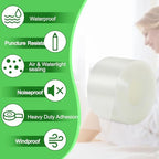 Qoqooice Transparent Window Weather Sealing Tape 2 in x 35 Yards Weather Stripping Residue Free Clear Window Draft Isolation Sealing Film Tape for Windows and Doors Gaps - size: 2 In * 35 Yards Clear