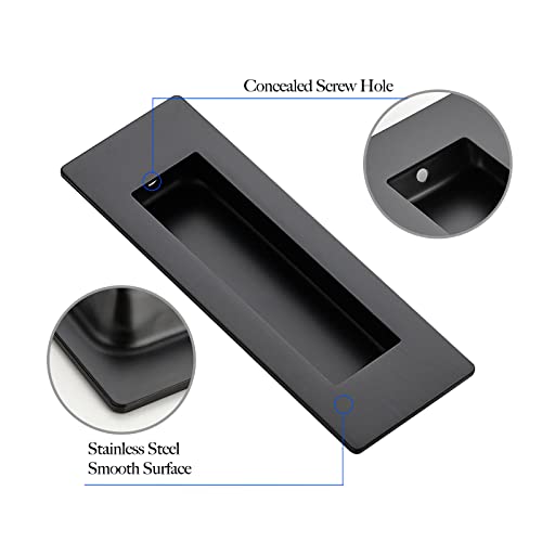 Ravinte 4 Pack Black Sliding Closet Door Handles, Flush Pulls 4.72in Length - color: Black, size: 120mm
